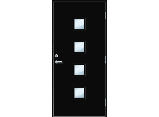 Tun 355 sort 89/209 Høyre med klart glass. NCS S 8500-N.92mm karm 